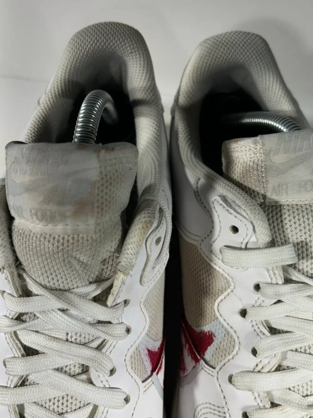 Nike Air Force 1 React Mens Leather Shoes Size 10.5 White Custom Red AF Sneakers